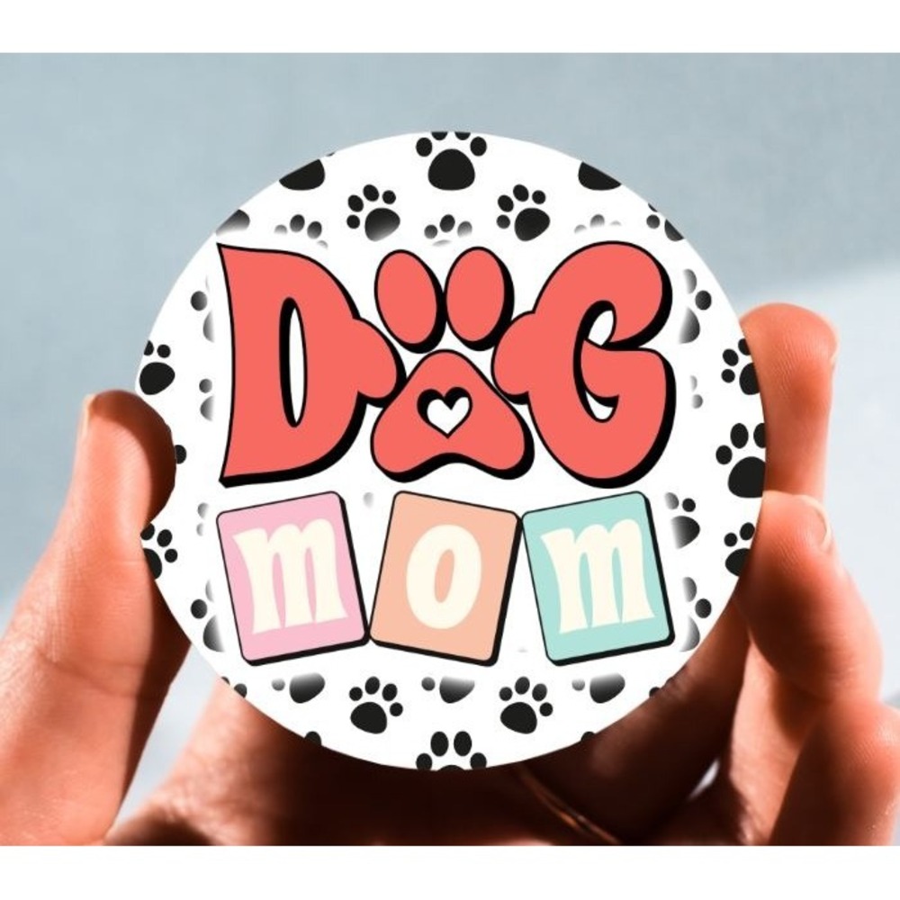 Set of 2 Car Coasters,‎ Dog Mom Car Coaster, Neoprene Car Coaster